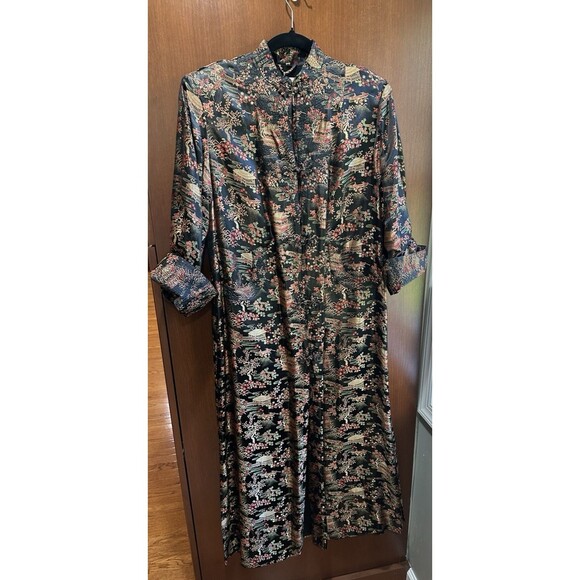 Vintage Peony Shanghai Brocade Dress Robe Size 38 Qipao, Cheongsam Dress - Picture 6 of 16